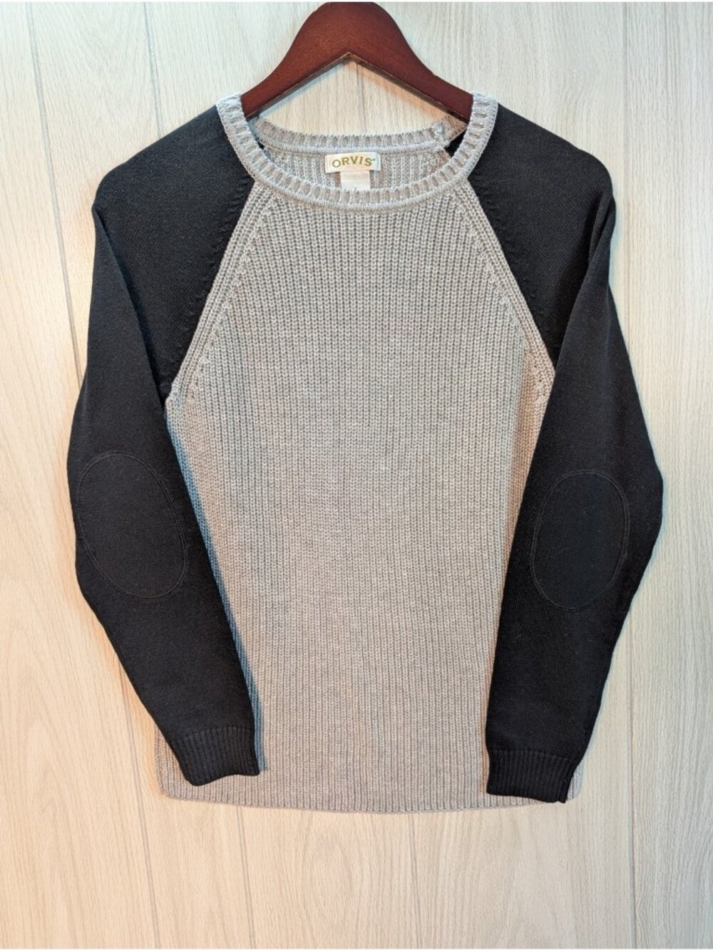 Orvis Mens Small Padded Elbow Shoulder Heavy Cotton Long Sleeve Sweatshirt